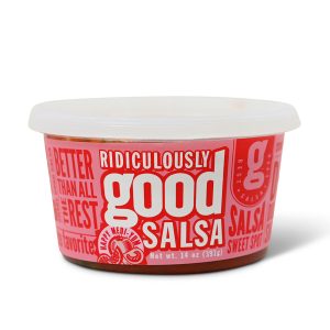 Container of Ridiculously Good Salsa medium flavor.
